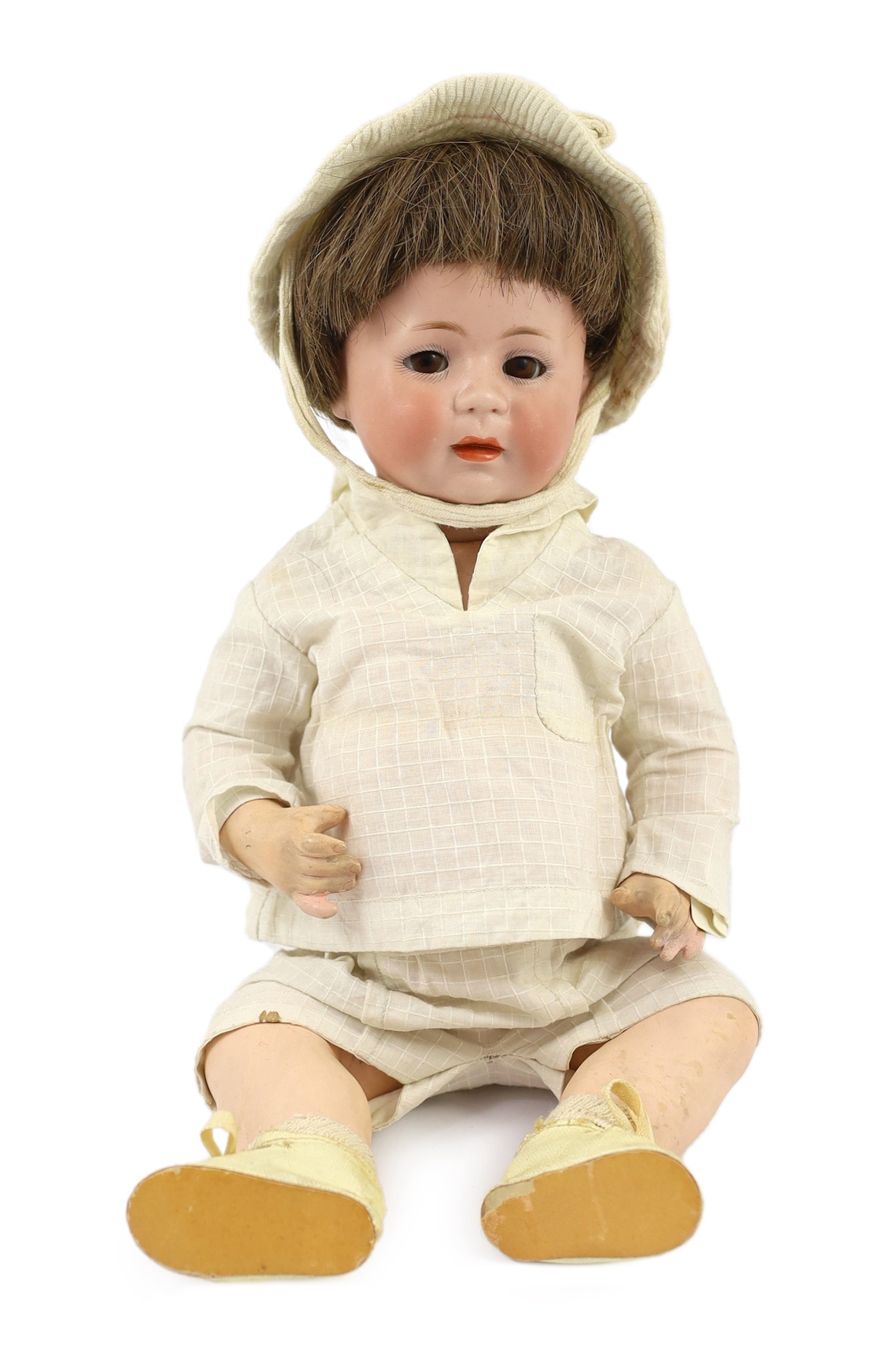 A Simon & Halbig bisque character doll, German, circa 1920, 13.25in.